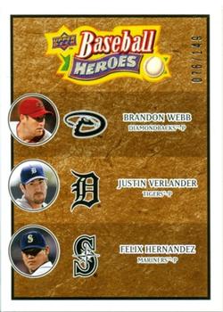 2008 Upper Deck Baseball Heroes - Brown #194 Brandon Webb / Justin Verlander / Felix Hernandez Front
