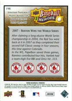 2008 Upper Deck Baseball Heroes - Brown #198 Jonathan Papelbon / Manny Ramirez / Jason Varitek / David Ortiz Back