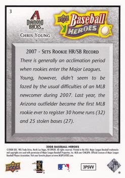 2008 Upper Deck Baseball Heroes - Charcoal #3 Chris Young Back