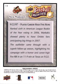 2008 Upper Deck Baseball Heroes - Charcoal #14 Nick Markakis Back