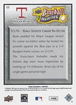 2008 Upper Deck Baseball Heroes - Charcoal #35 Nolan Ryan Back