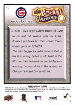 2008 Upper Deck Baseball Heroes - Charcoal #40 Aramis Ramirez Back