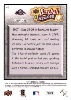 2008 Upper Deck Baseball Heroes - Charcoal #46 Corey Hart Back