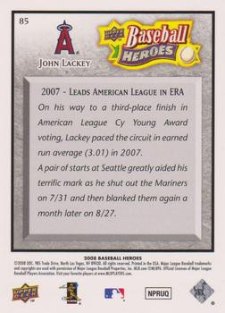 2008 Upper Deck Baseball Heroes - Charcoal #85 John Lackey Back