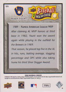 2008 Upper Deck Baseball Heroes - Charcoal #99 Robin Yount Back