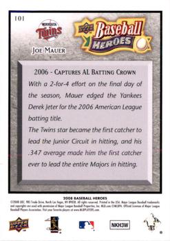 2008 Upper Deck Baseball Heroes - Charcoal #101 Joe Mauer Back