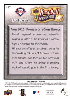 2008 Upper Deck Baseball Heroes - Charcoal #137 Pat Burrell Back