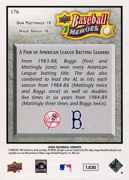 2008 Upper Deck Baseball Heroes - Charcoal #176 Don Mattingly / Wade Boggs Back