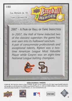 2008 Upper Deck Baseball Heroes - Charcoal #180 Cal Ripken Jr. / Tony Gwynn Back