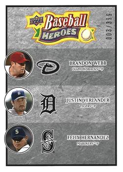 2008 Upper Deck Baseball Heroes - Charcoal #194 Brandon Webb / Justin Verlander / Felix Hernandez Front