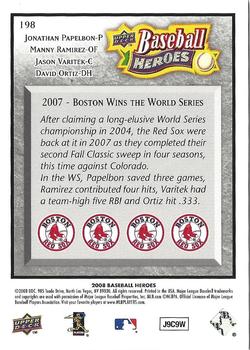 2008 Upper Deck Baseball Heroes - Charcoal #198 Jonathan Papelbon / Manny Ramirez / Jason Varitek / David Ortiz Back