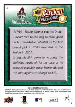 2008 Upper Deck Baseball Heroes - Emerald #4 Justin Upton Back