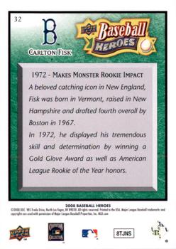2008 Upper Deck Baseball Heroes - Emerald #32 Carlton Fisk Back