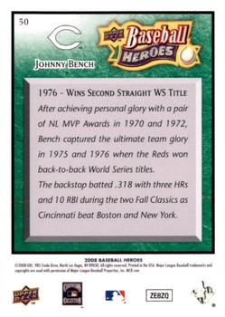 2008 Upper Deck Baseball Heroes - Emerald #50 Johnny Bench Back