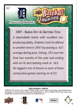 2008 Upper Deck Baseball Heroes - Emerald #62 Magglio Ordonez Back