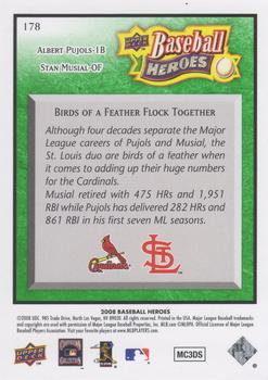 2008 Upper Deck Baseball Heroes - Emerald #178 Albert Pujols / Stan Musial Back