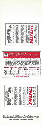 1988 Baseball Cards Magazine Repli-cards - Panels #101/253/311 Mickey Mantle Back