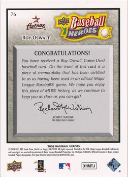 2008 Upper Deck Baseball Heroes - Memorabilia Black #76 Roy Oswalt Back