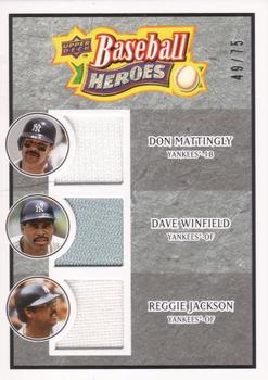 2008 Upper Deck Baseball Heroes - Memorabilia Charcoal #190 Don Mattingly / Dave Winfield / Reggie Jackson Front