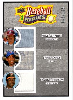 2008 Upper Deck Baseball Heroes - Memorabilia Charcoal #195 Mike Schmidt / Ernie Banks / Frank Robinson Front