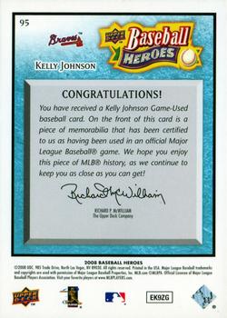 2008 Upper Deck Baseball Heroes - Memorabilia Light Blue #95 Kelly Johnson Back
