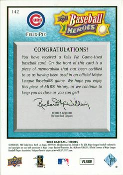 2008 Upper Deck Baseball Heroes - Memorabilia Light Blue #142 Felix Pie Back