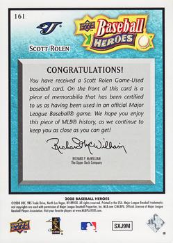 2008 Upper Deck Baseball Heroes - Memorabilia Light Blue #161 Scott Rolen Back