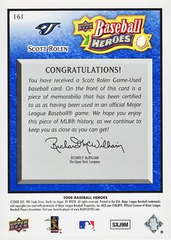 2008 Upper Deck Baseball Heroes - Memorabilia Navy Blue #161 Scott Rolen Back