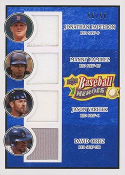 2008 Upper Deck Baseball Heroes - Memorabilia Navy Blue #198 Jonathan Papelbon / Manny Ramirez / Jason Varitek / David Ortiz Front
