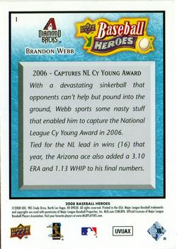 2008 Upper Deck Baseball Heroes - Light Blue #1 Brandon Webb Back