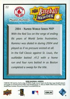 2008 Upper Deck Baseball Heroes - Light Blue #22 Manny Ramirez Back