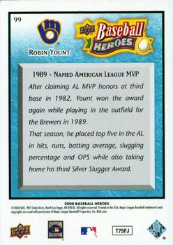 2008 Upper Deck Baseball Heroes - Light Blue #99 Robin Yount Back