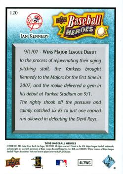 2008 Upper Deck Baseball Heroes - Light Blue #120 Ian Kennedy Back