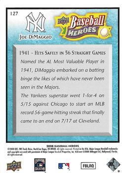 2008 Upper Deck Baseball Heroes - Light Blue #127 Joe DiMaggio Back