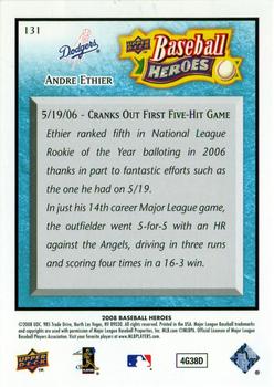 2008 Upper Deck Baseball Heroes - Light Blue #131 Andre Ethier Back