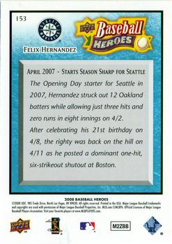 2008 Upper Deck Baseball Heroes - Light Blue #153 Felix Hernandez Back