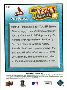 2008 Upper Deck Baseball Heroes - Light Blue #159 Chris Duncan Back