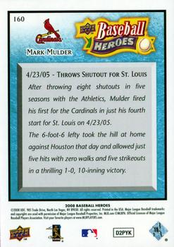 2008 Upper Deck Baseball Heroes - Light Blue #160 Mark Mulder Back