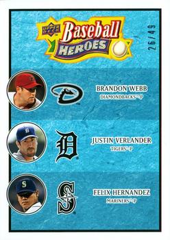 2008 Upper Deck Baseball Heroes - Light Blue #194 Brandon Webb / Justin Verlander / Felix Hernandez Front