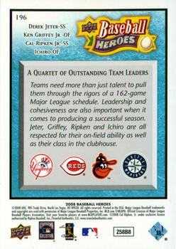 2008 Upper Deck Baseball Heroes - Light Blue #196 Derek Jeter / Ken Griffey Jr. / Cal Ripken Jr. / Ichiro Back