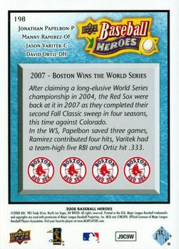 2008 Upper Deck Baseball Heroes - Light Blue #198 Jonathan Papelbon / Manny Ramirez / Jason Varitek / David Ortiz Back