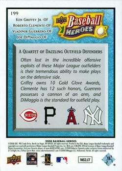 2008 Upper Deck Baseball Heroes - Light Blue #199 Ken Griffey Jr. / Roberto Clemente / Vladimir Guerrero / Joe DiMaggio Back