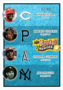 2008 Upper Deck Baseball Heroes - Light Blue #199 Ken Griffey Jr. / Roberto Clemente / Vladimir Guerrero / Joe DiMaggio Front