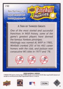 2008 Upper Deck Baseball Heroes - Navy Blue #190 Don Mattingly / Dave Winfield / Reggie Jackson Back