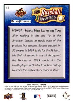 2008 Upper Deck Baseball Heroes - Navy Blue #15 Brian Roberts Back
