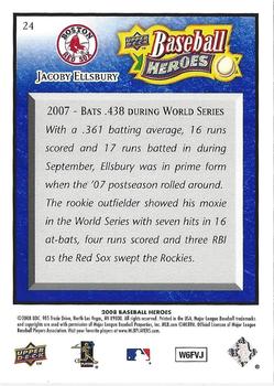 2008 Upper Deck Baseball Heroes - Navy Blue #24 Jacoby Ellsbury Back