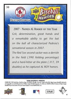 2008 Upper Deck Baseball Heroes - Navy Blue #30 Dustin Pedroia Back