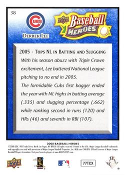 2008 Upper Deck Baseball Heroes - Navy Blue #38 Derrek Lee Back