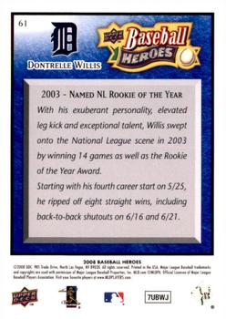 2008 Upper Deck Baseball Heroes - Navy Blue #61 Dontrelle Willis Back