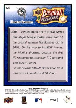 2008 Upper Deck Baseball Heroes - Navy Blue #68 Hanley Ramirez Back